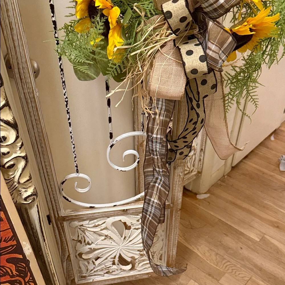 Sunflower Grapevine Wreath with Burlap Bow - Yellow